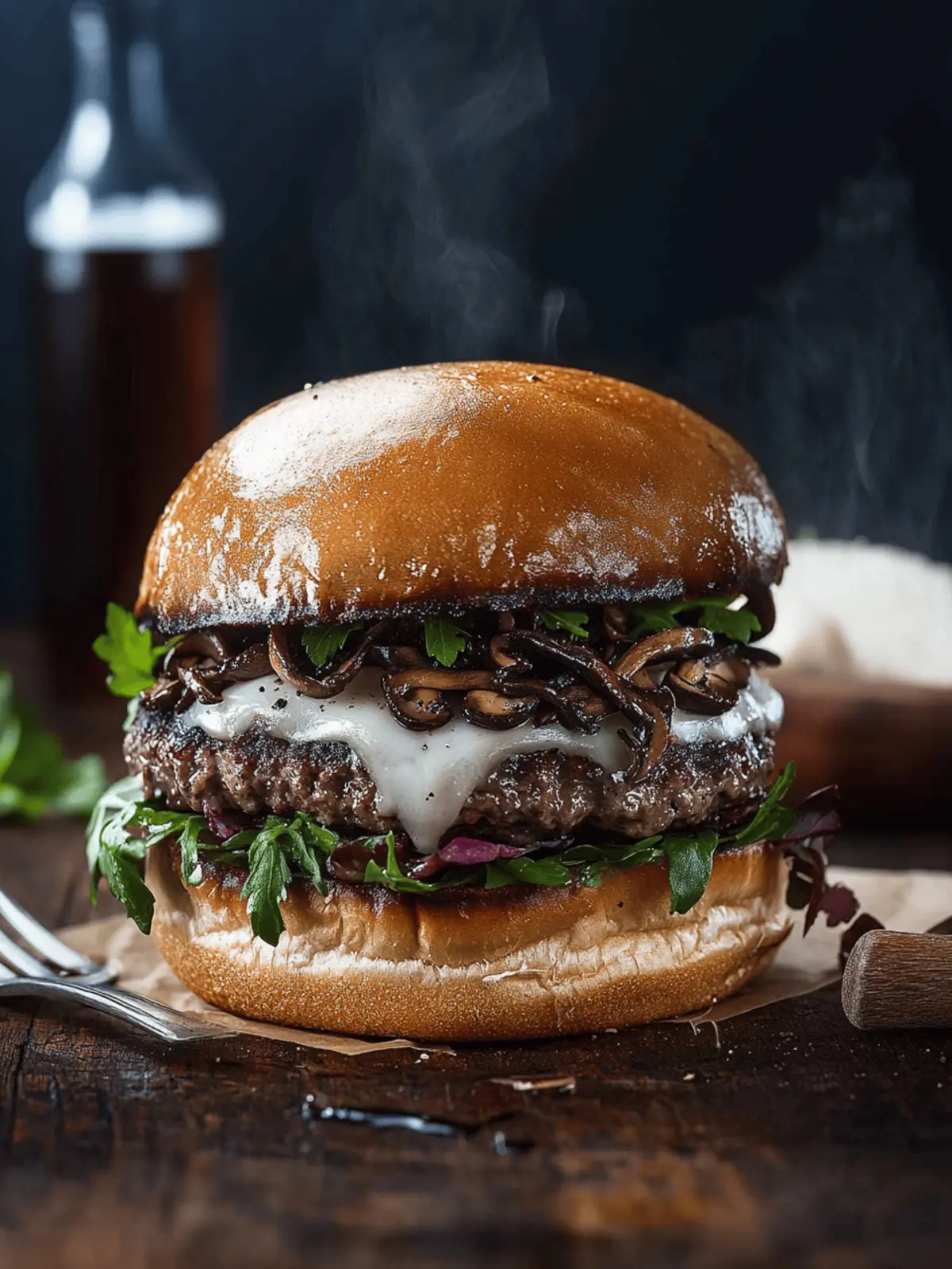 Gourmet Burger with Wild Mushrooms
