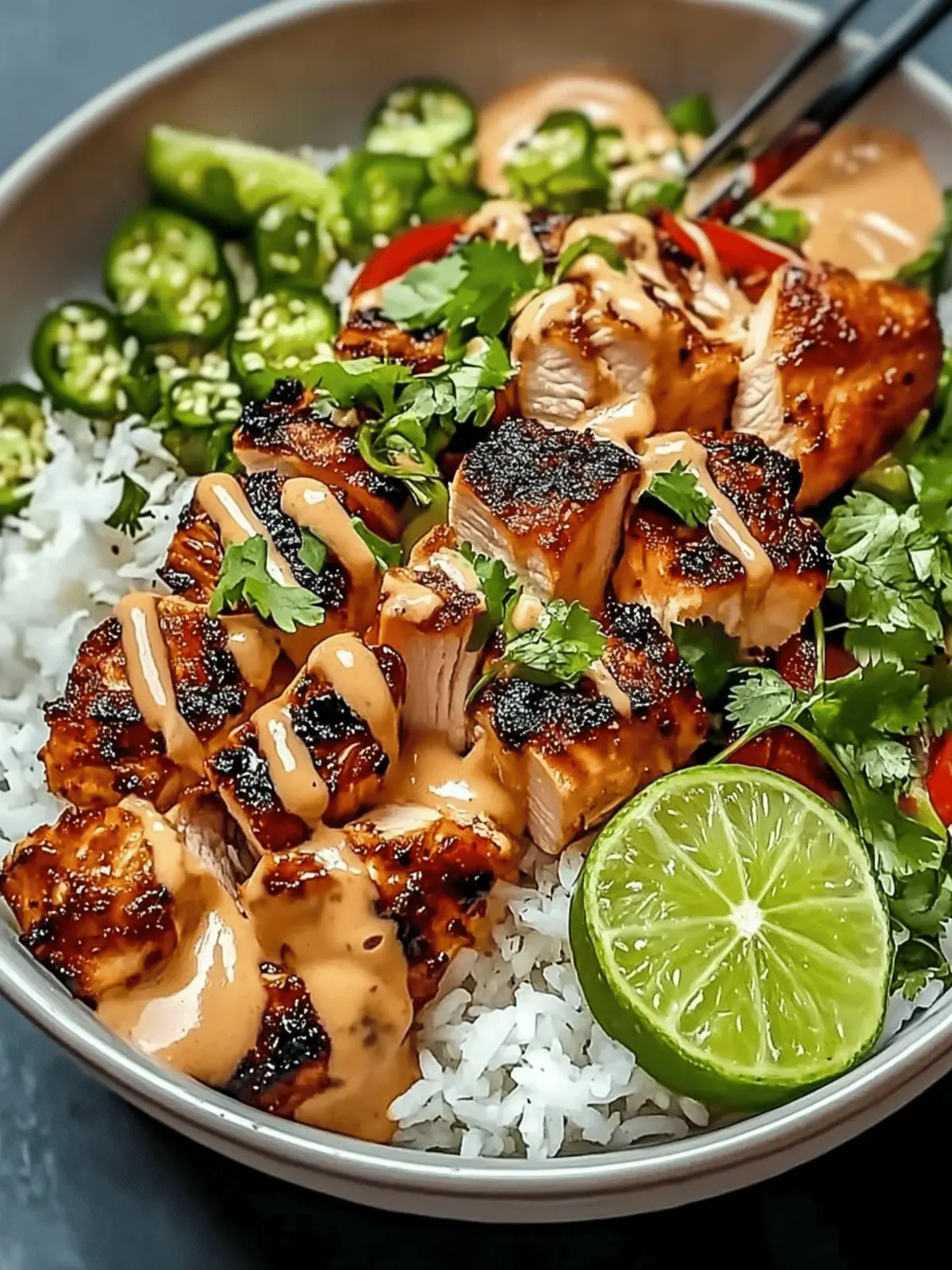 Sweet Chili Chicken Bowl with Coconut Lime Drizzle