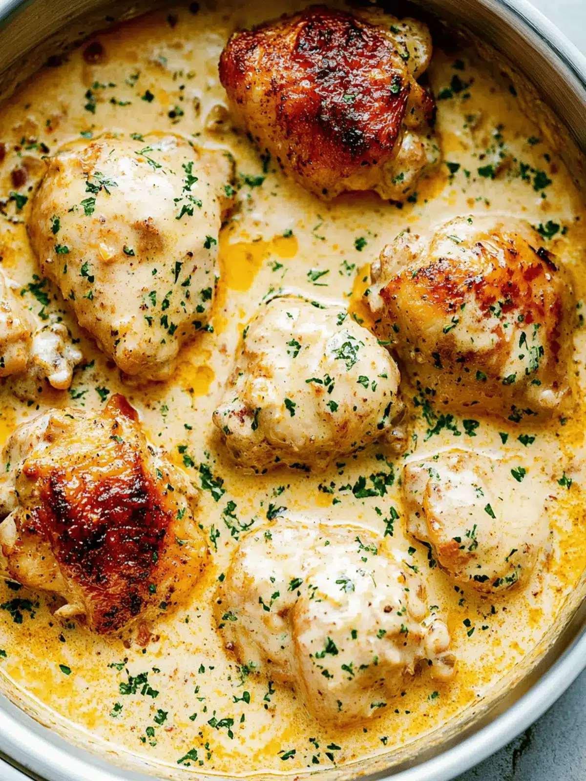 Creamy Oven Baked Chicken Thighs