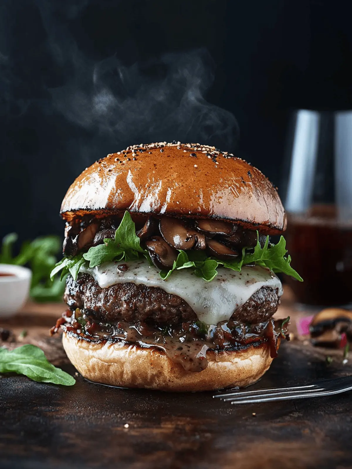 Gourmet Burger with Wild Mushrooms