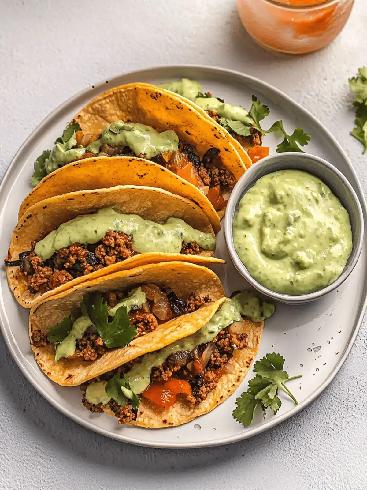 Crispy Baked Ground Turkey Tacos with Avocado Sauce
