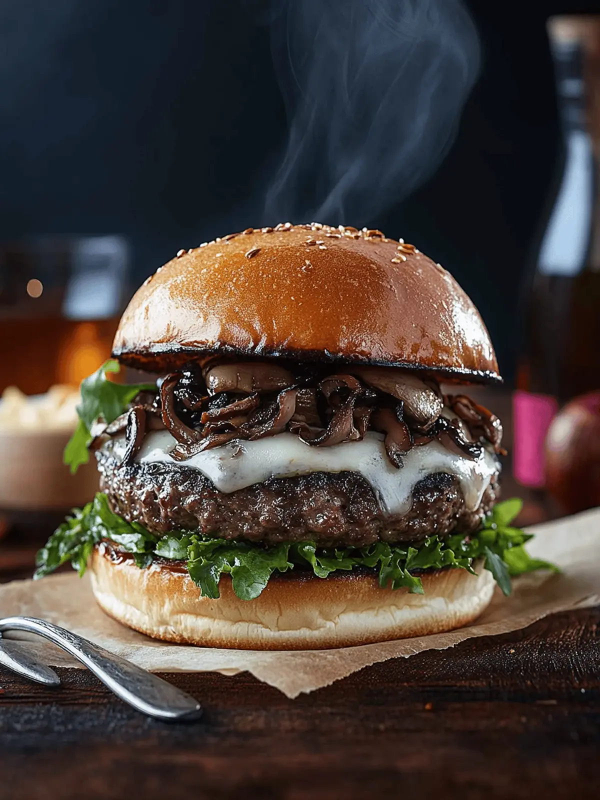 Gourmet Burger with Wild Mushrooms
