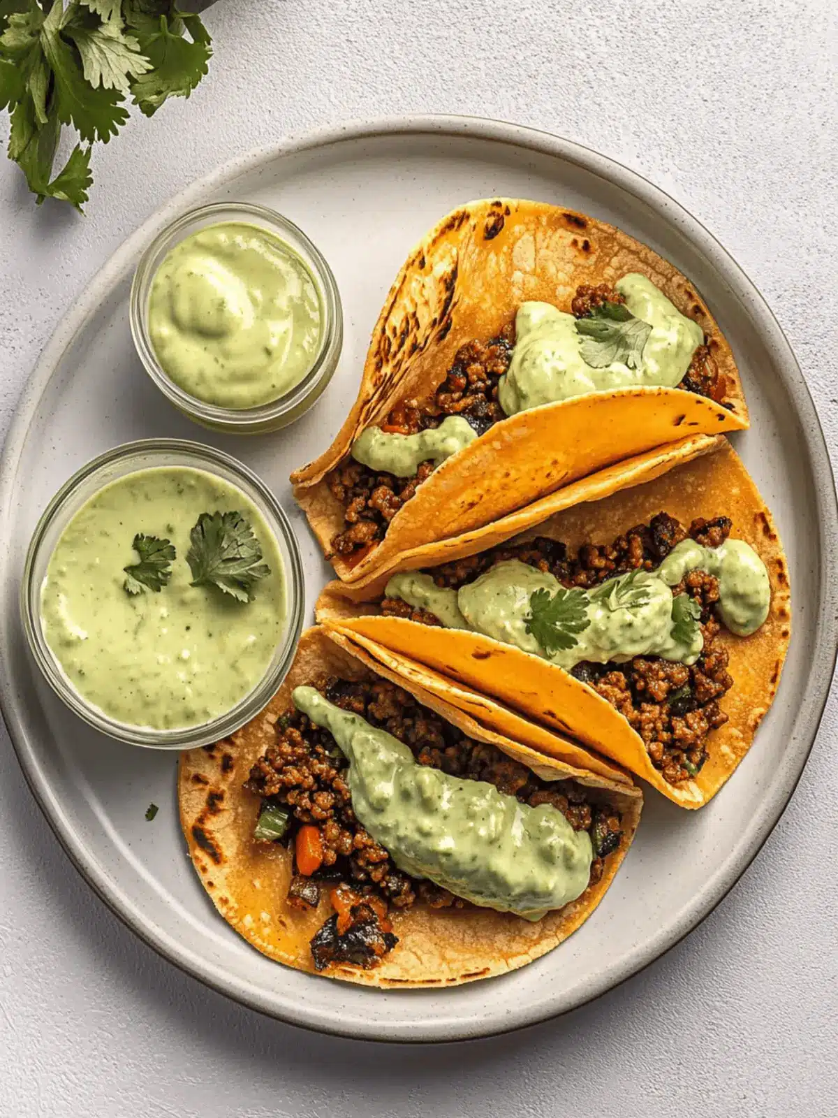 Crispy Baked Ground Turkey Tacos with Avocado Sauce
