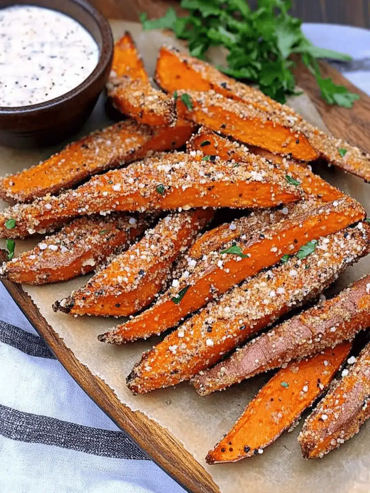 Garlic Parmesan Sweet Potato Wedges