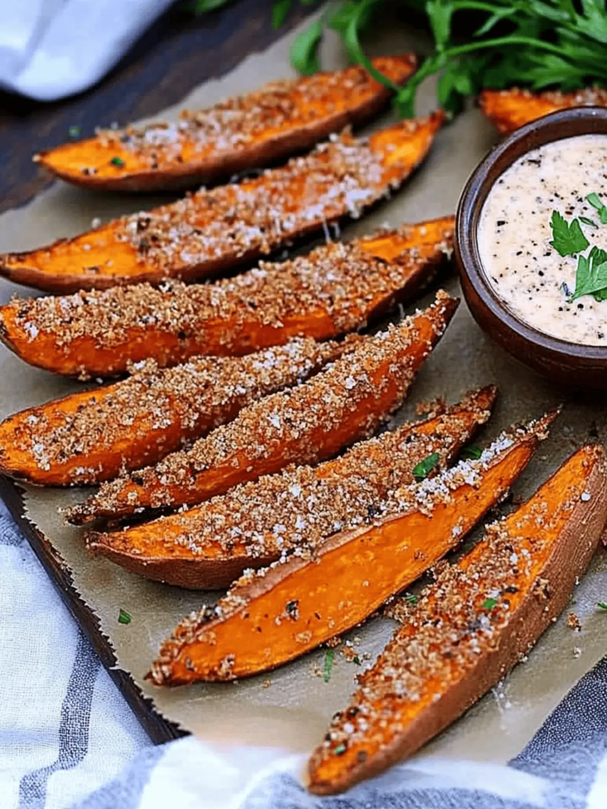 Garlic Parmesan Sweet Potato Wedges
