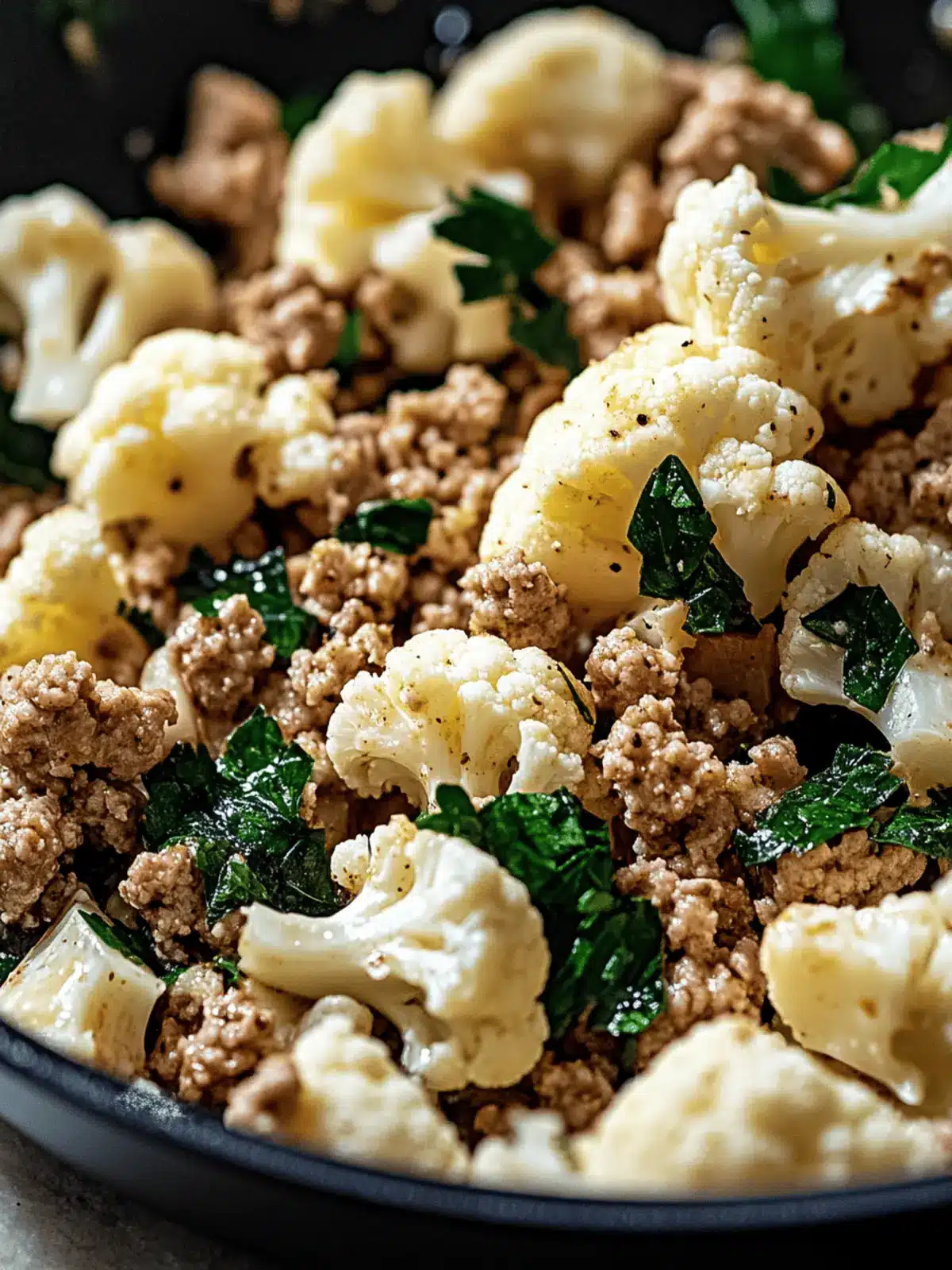 Garlic Butter Ground Turkey with Cauliflower Skillet