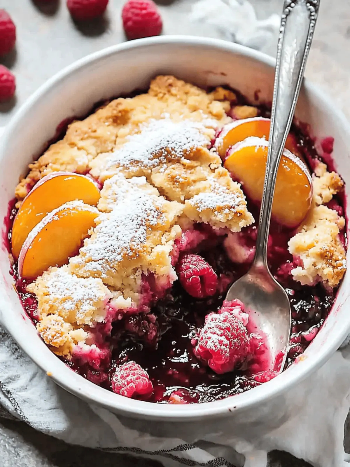 Easy Peach and Raspberry Cobbler
