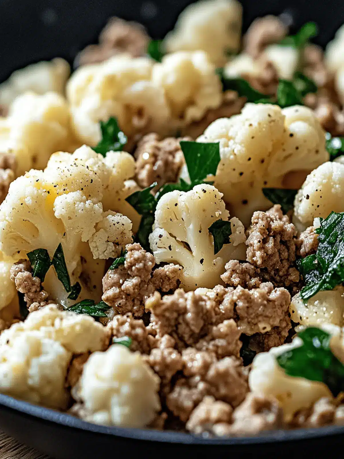 Garlic Butter Ground Turkey with Cauliflower Skillet