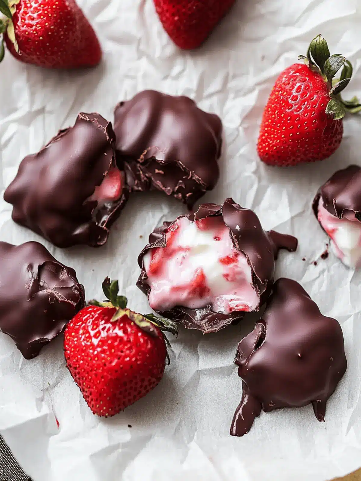 Chocolate-Covered Strawberry Yogurt Clusters