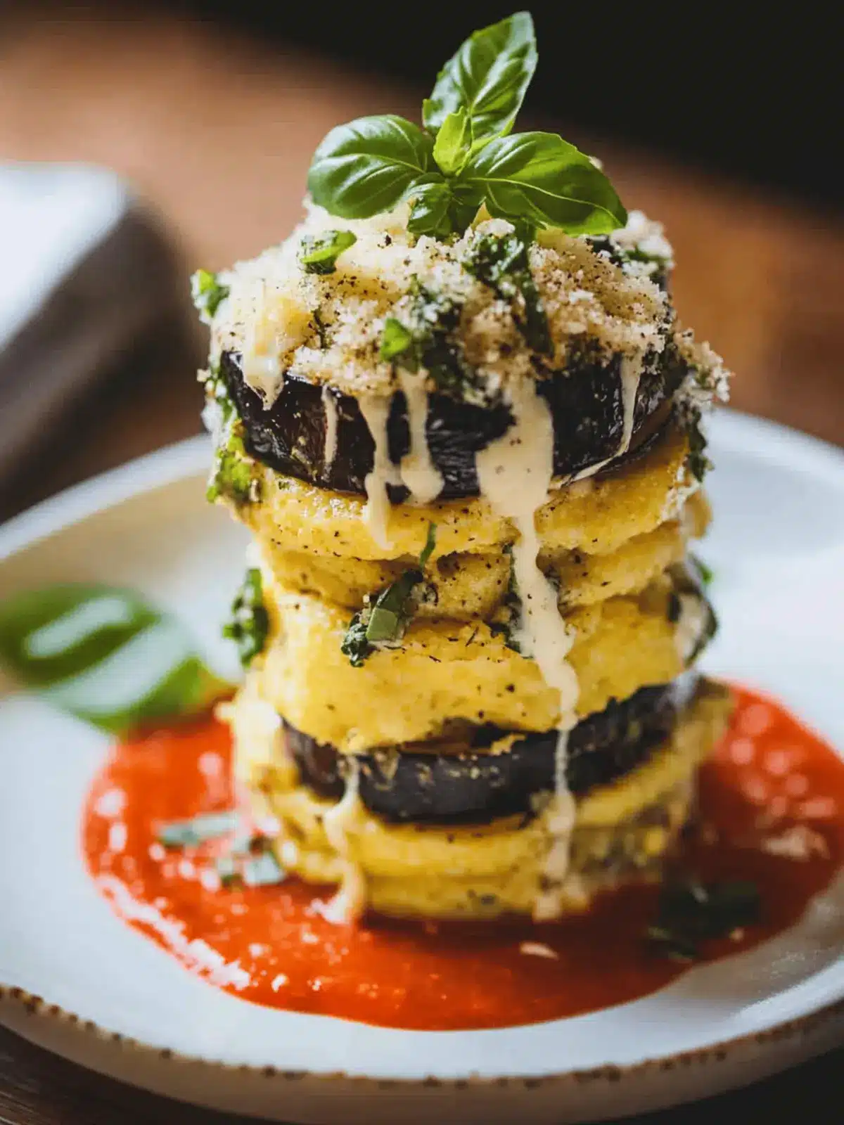 Eggplant Parmesan Polenta Stacks