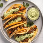 Crispy Baked Ground Turkey Tacos with Avocado Sauce