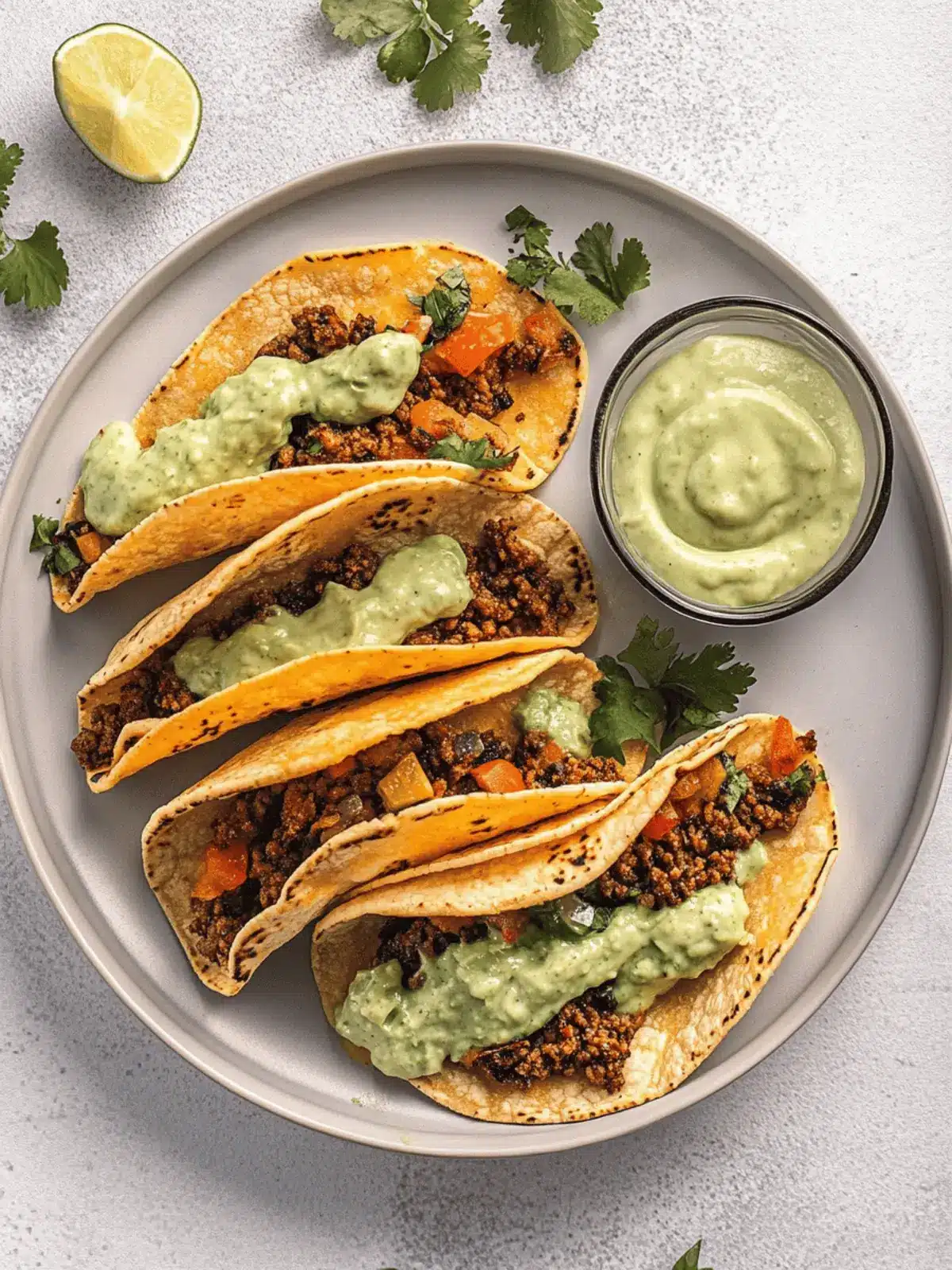 Crispy Baked Ground Turkey Tacos with Avocado Sauce