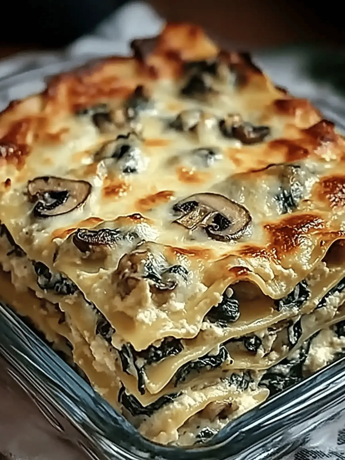 Creamy Spinach Mushroom Lasagna