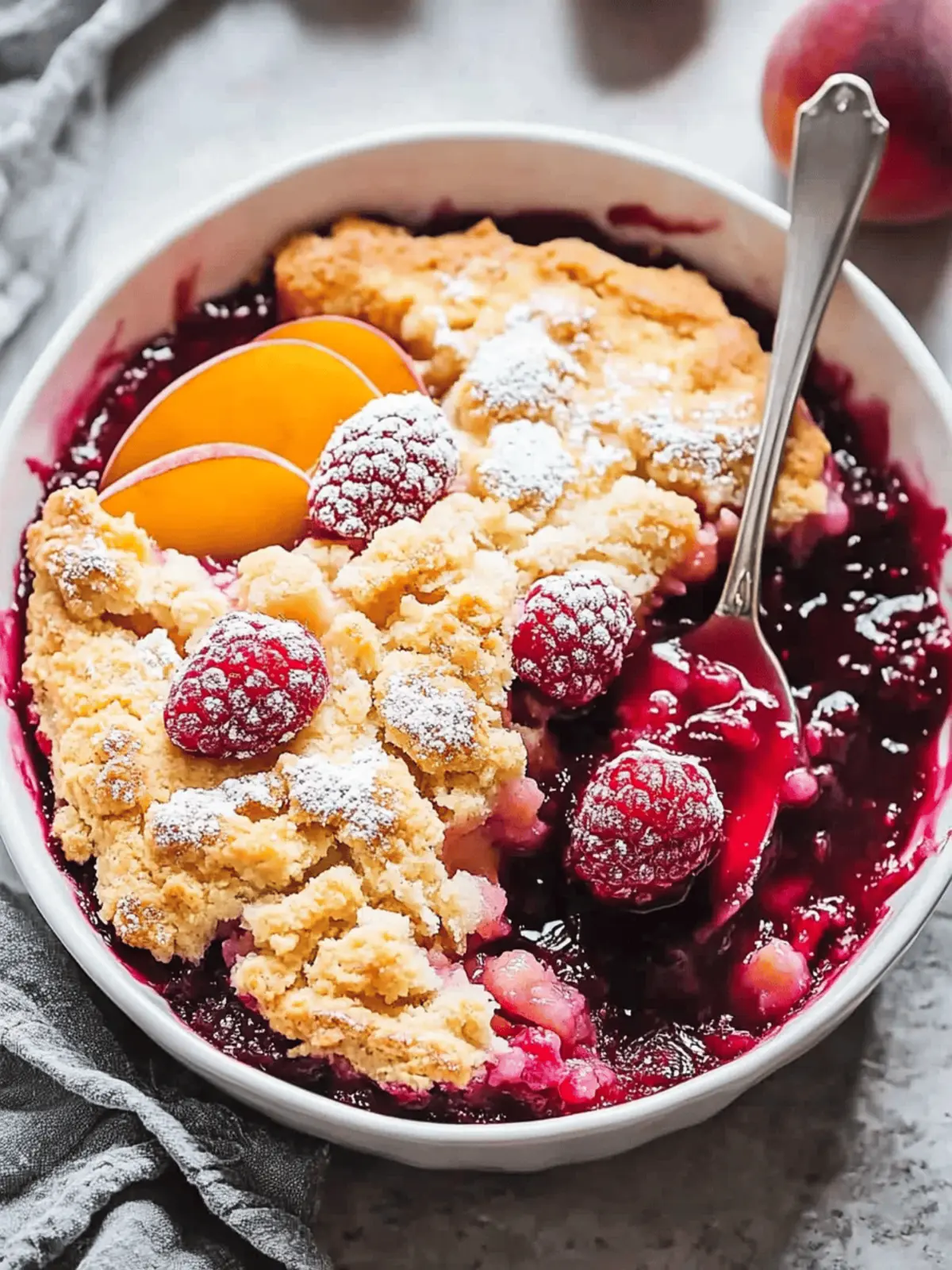 Easy Peach and Raspberry Cobbler
