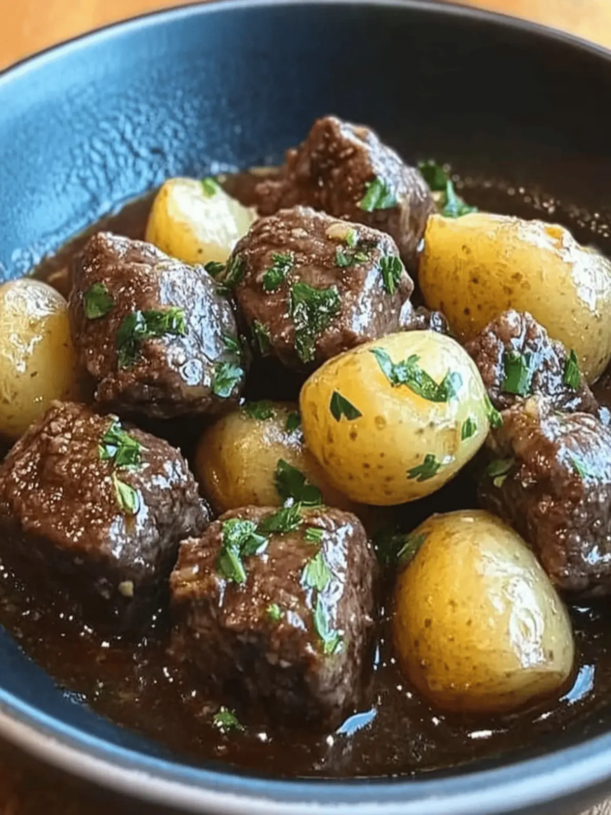 Garlic Butter Beef Bites & Potatoes make a perfect dinner