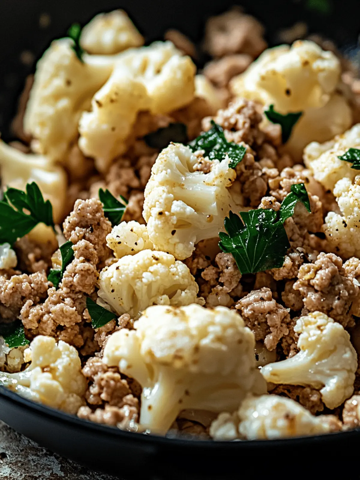 Garlic Butter Ground Turkey with Cauliflower Skillet