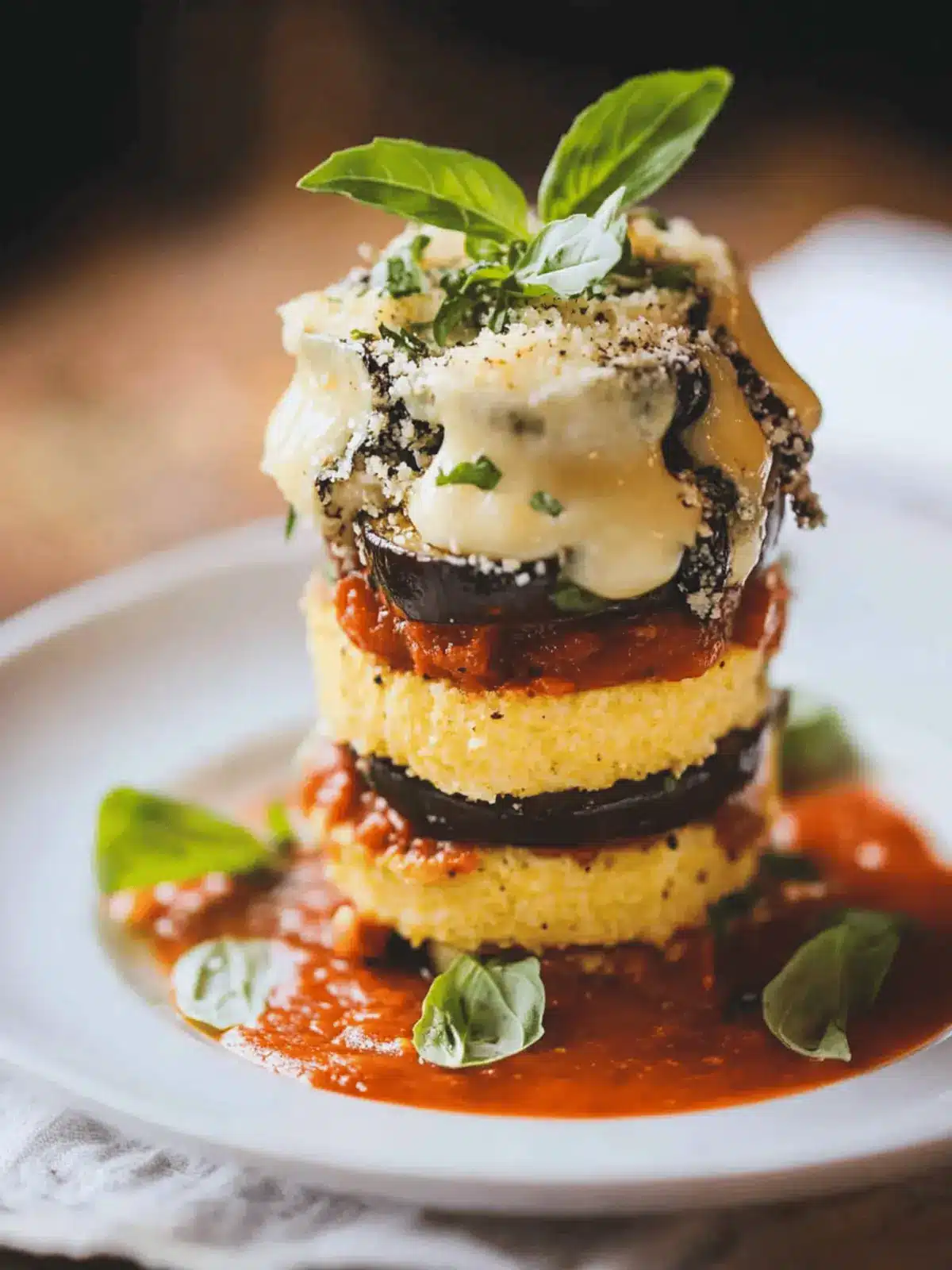 Eggplant Parmesan Polenta Stacks
