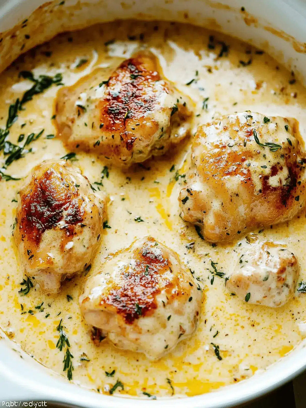 Creamy Oven Baked Chicken Thighs