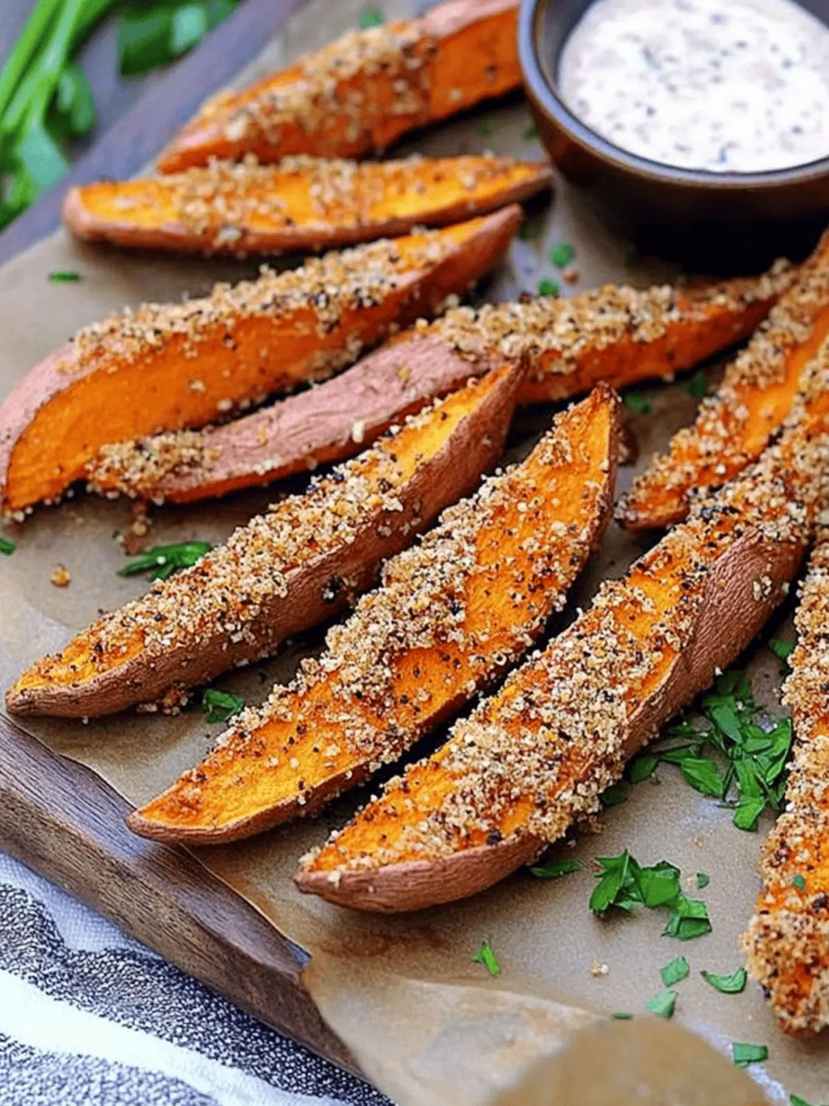 Garlic Parmesan Sweet Potato Wedges