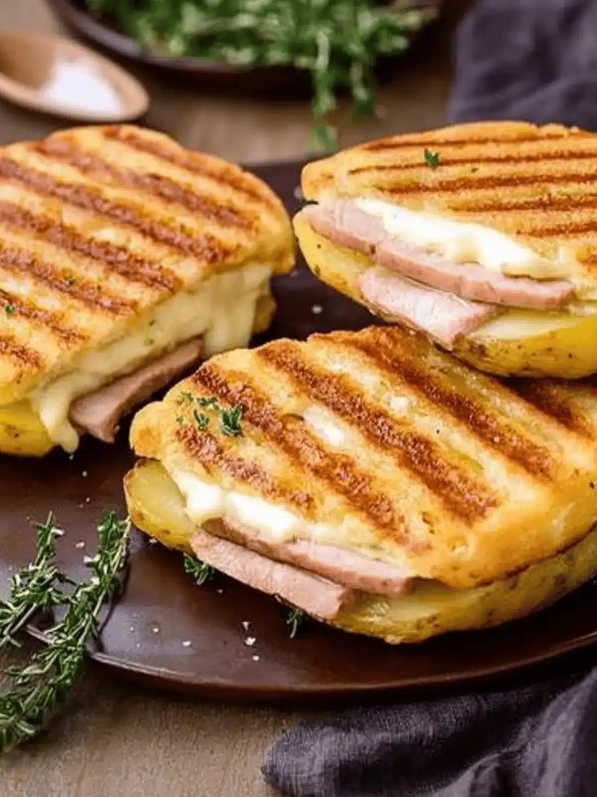 Ham and Cheese Potato Sandwiches
