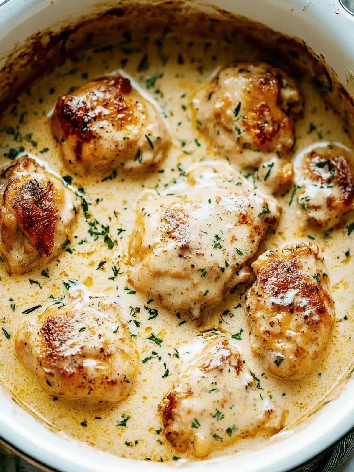 Creamy Oven Baked Chicken Thighs