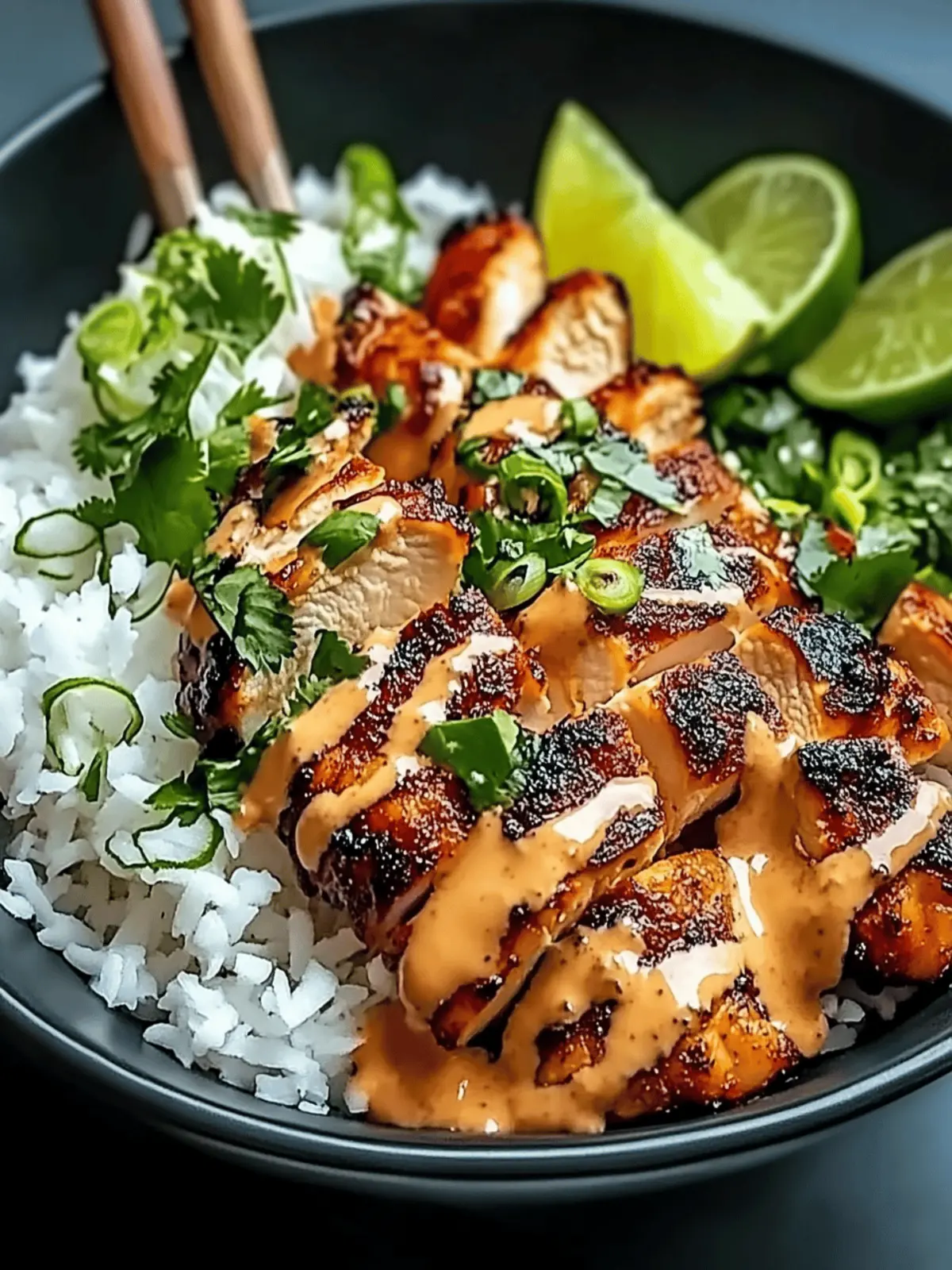 Sweet Chili Chicken Bowl with Coconut Lime Drizzle