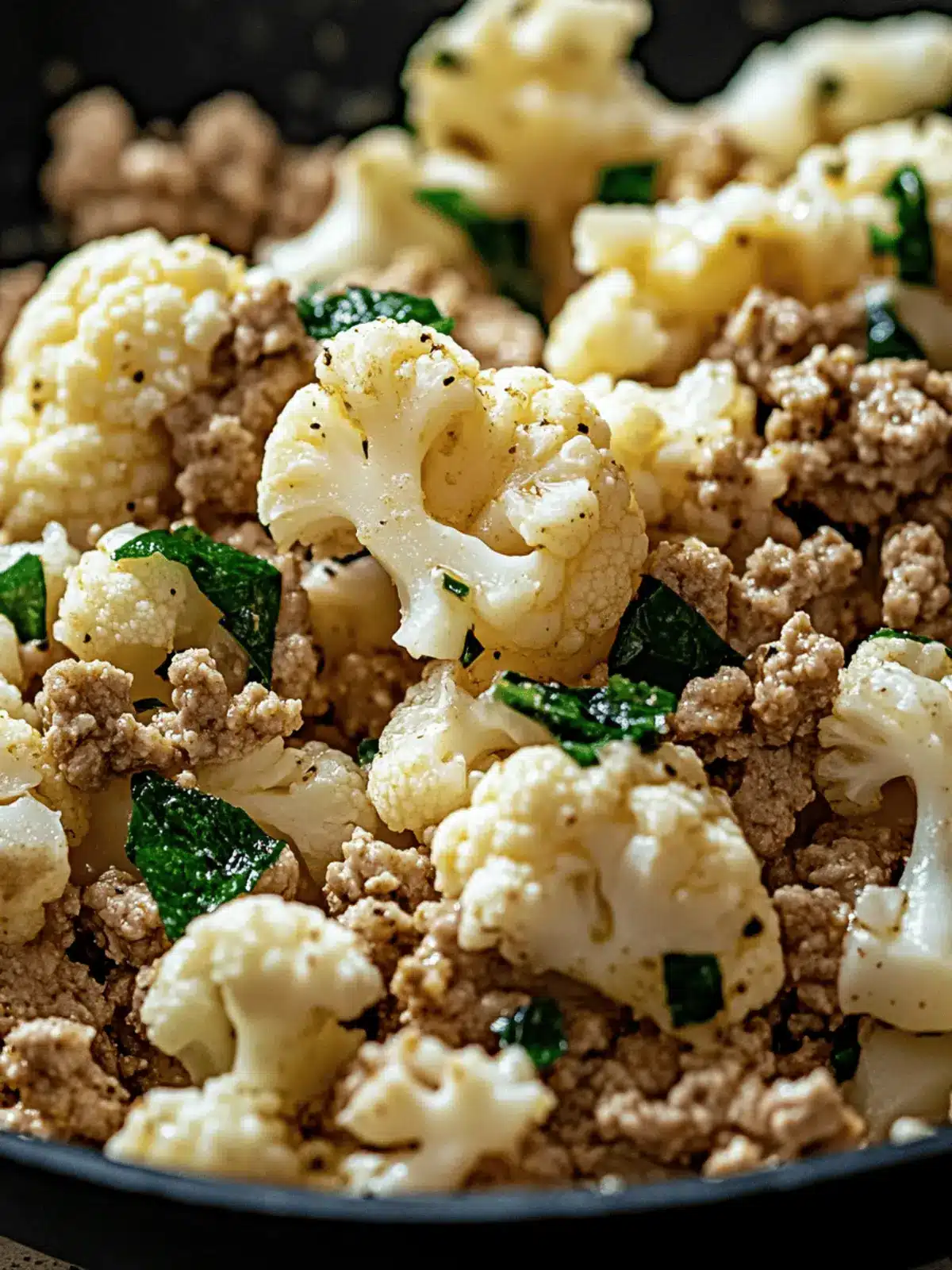 Garlic Butter Ground Turkey with Cauliflower Skillet