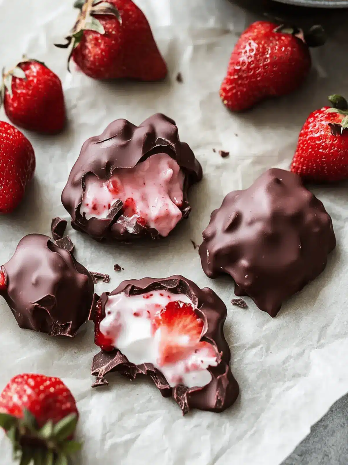 Chocolate-Covered Strawberry Yogurt Clusters