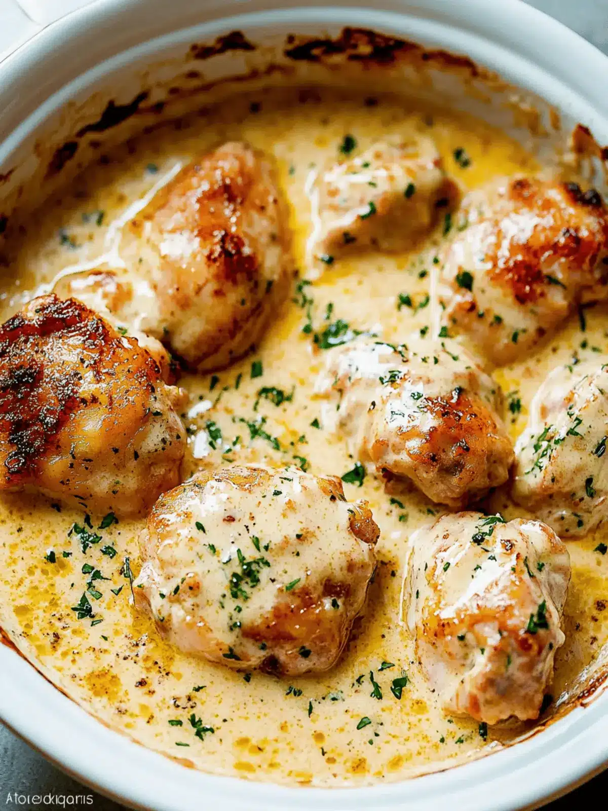 Creamy Oven Baked Chicken Thighs