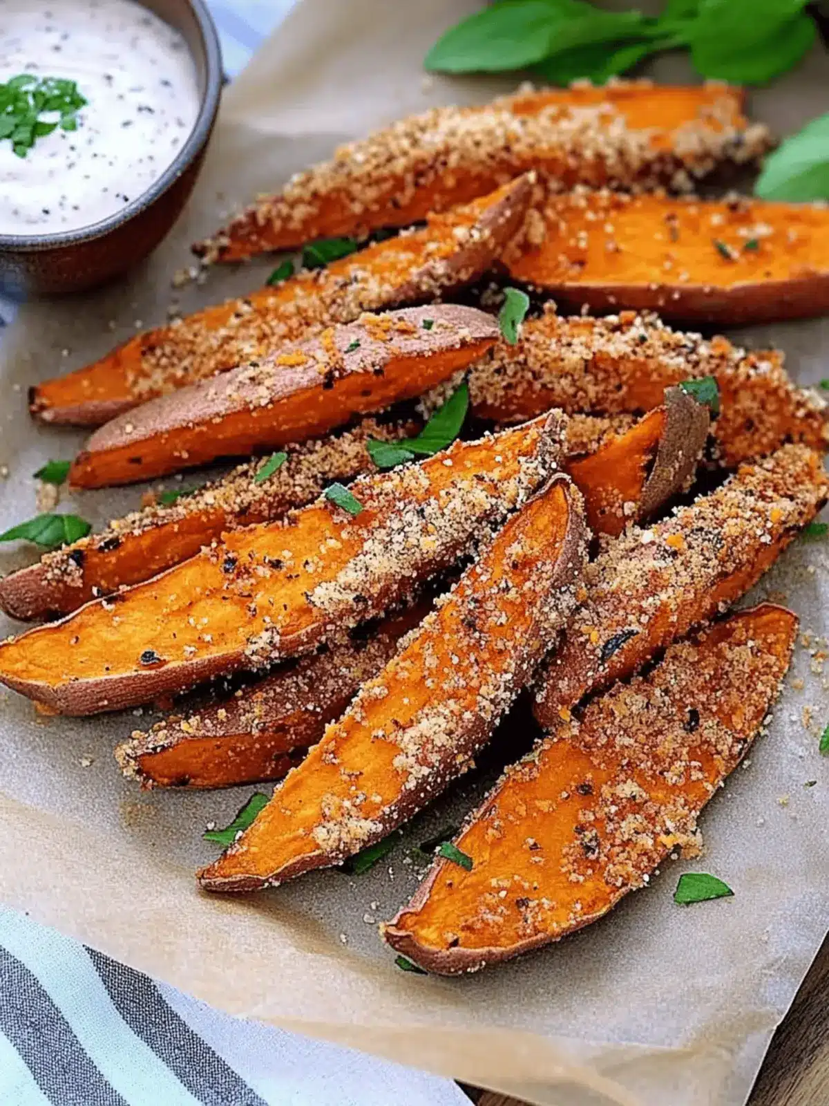Garlic Parmesan Sweet Potato Wedges