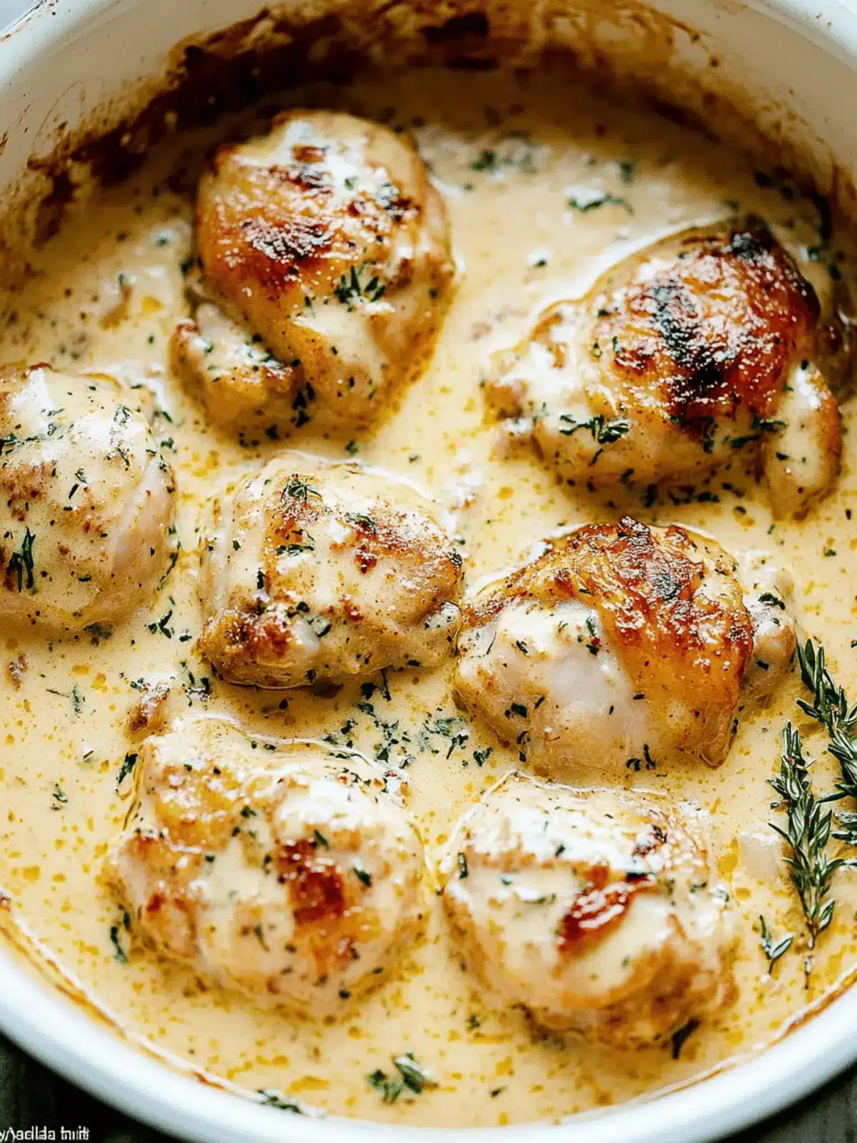 Creamy Oven Baked Chicken Thighs