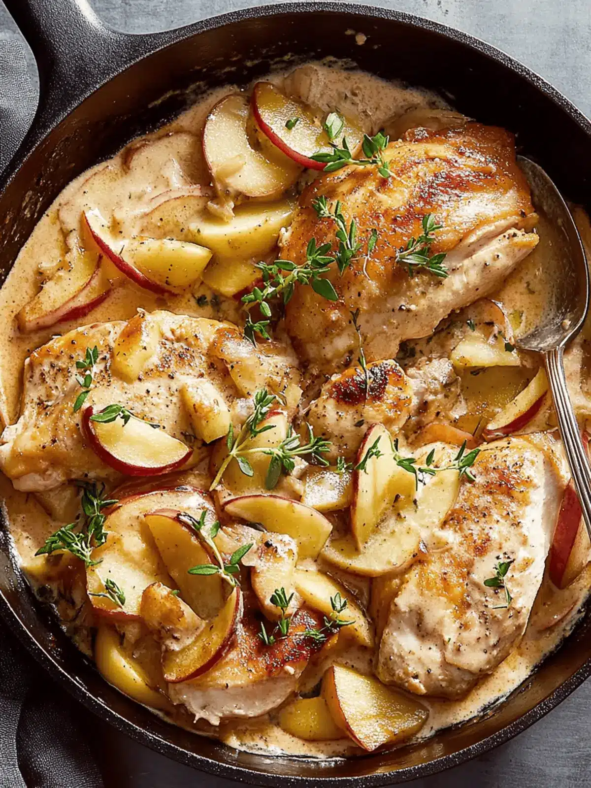 Creamy Apple Bourbon Chicken Skillet