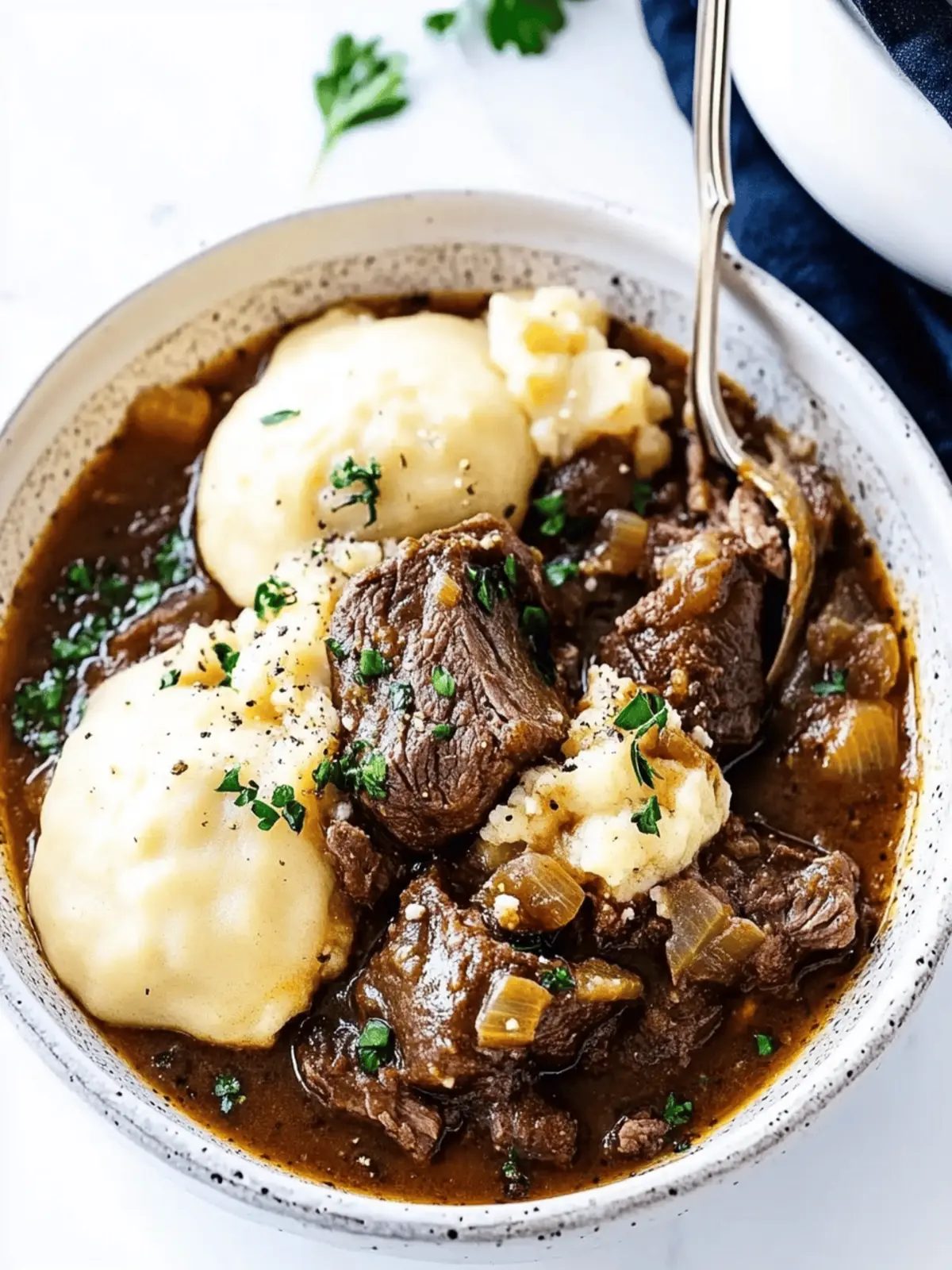 Beef shin stew with Parmesan dumplings