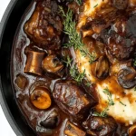 Slow braised beef short ribs with cheesy mash