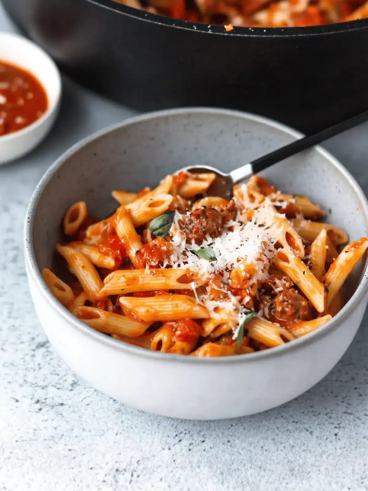Caprese Penne Pasta with Chicken Sausage