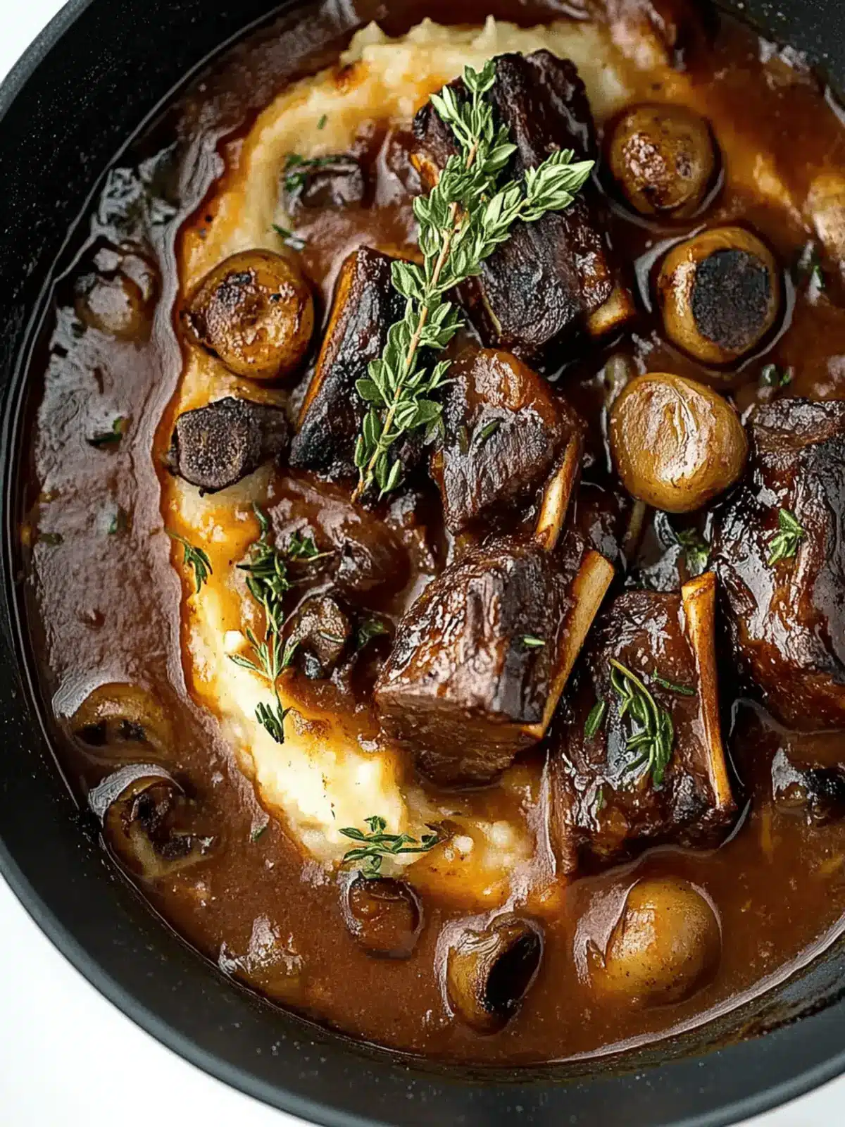 Slow braised beef short ribs with cheesy mash
