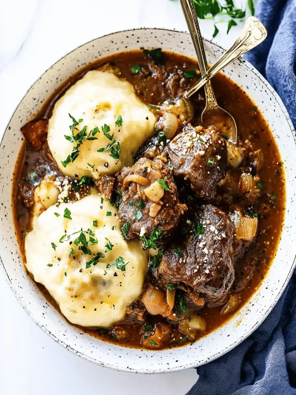 Beef shin stew with Parmesan dumplings