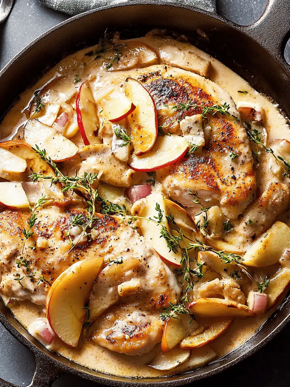 Creamy Apple Bourbon Chicken Skillet